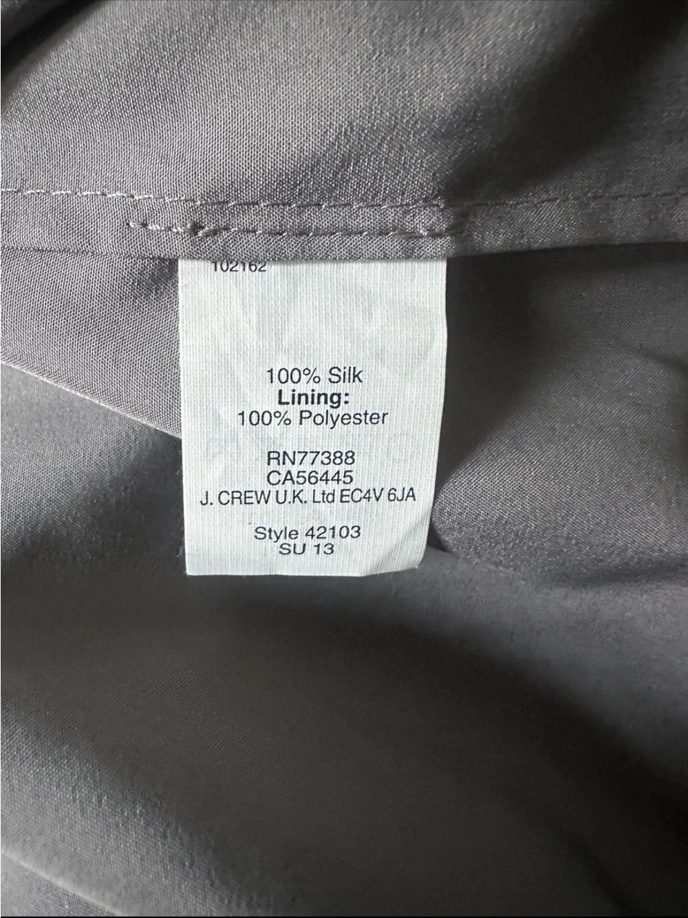 J.Crew 100% Silk One Shoulder Pleated Cocktail Dress Gray Petite 2